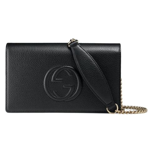 gucci soho wallet on chain black leather cross